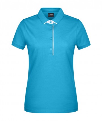 JN Ladies Polo Single Stripe JN725 turkoois wit
