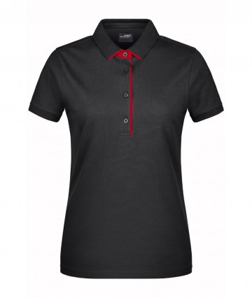 JN Ladies Polo Single Stripe JN725 zwart rood