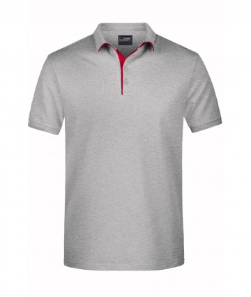 JN Men's Polo Single Stripe JN726 heathergrijs rood
