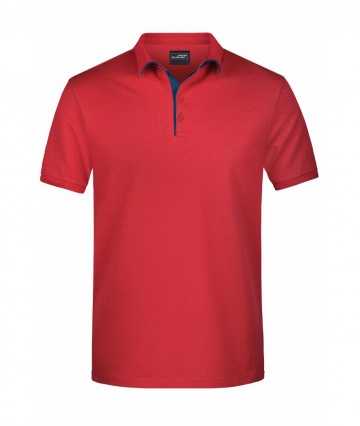 JN Men's Polo Single Stripe JN726 rood marineblauw