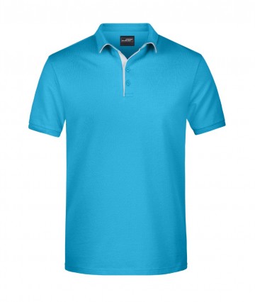 JN Men's Polo Single Stripe JN726 turkoois wit
