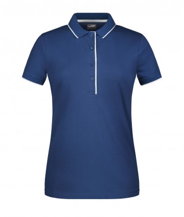 JN Ladies Polo Stripe JN727 marineblauw wit