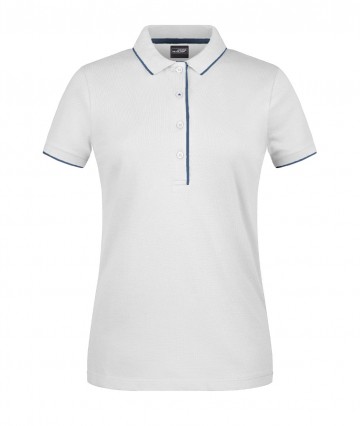 JN Ladies Polo Stripe JN727 wit marineblauw