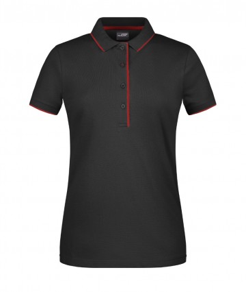 JN Ladies Polo Stripe JN727 zwart rood