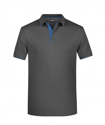 JN Men's Polo Stripe JN728 grafiet waterblauw