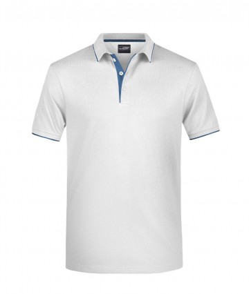 JN Men's Polo Stripe JN728 wit marineblauw
