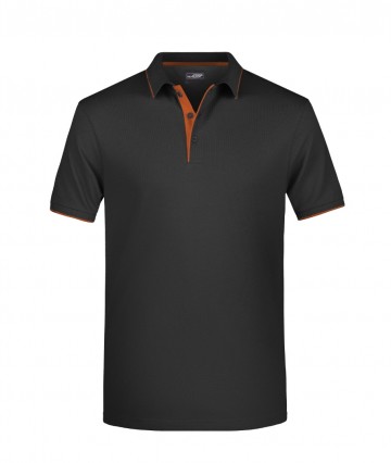 JN Men's Polo Stripe JN728 zwart oranje