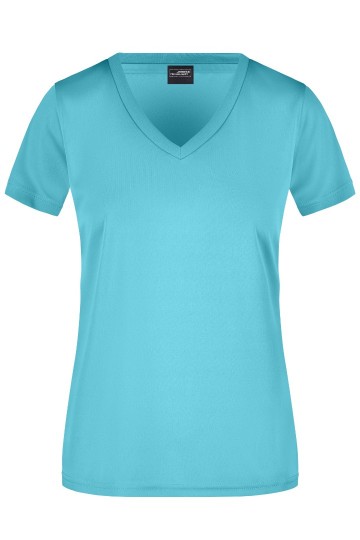 JN Ladies Active T-Shirt met V-hals JN735 pacificblauw