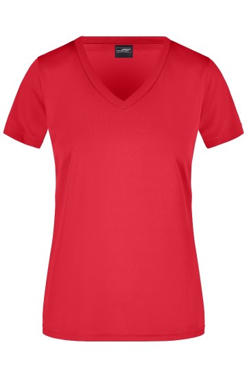 JN Ladies Active T-Shirt met V-hals JN735 rood