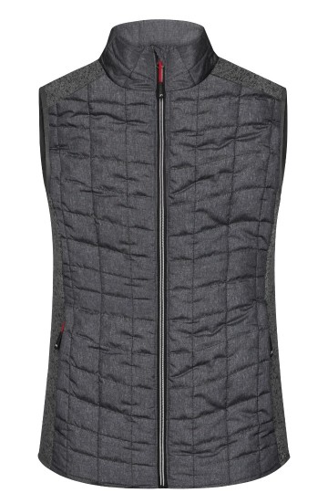 Ladies Knitted Hybrid Vest grijs melange / antraciet-melange