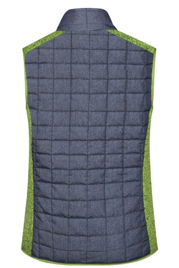 Ladies Knitted Hybrid Vest kiwi-melange / antraciet-melange achter