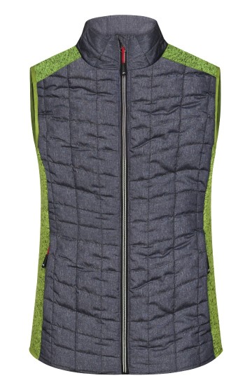 Ladies Knitted Hybrid Vest kiwi-melange / antraciet-melange