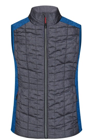 Ladies Knitted Hybrid Vest koningsblauw-melange / antraciet-melange