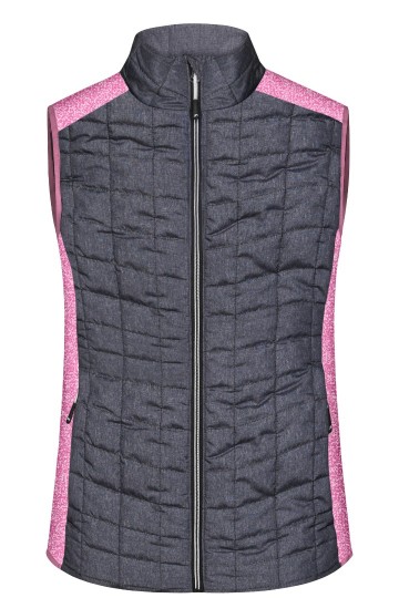 Ladies Knitted Hybrid Vest roze gemêleerd / antraciet-melange