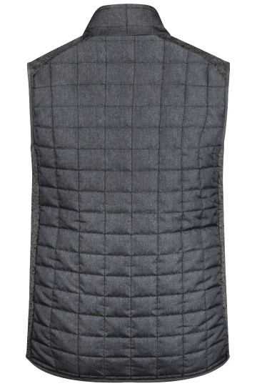 JN740 Men's Knitted Hybrid Vest grijs-melange / antraciet-melange achter