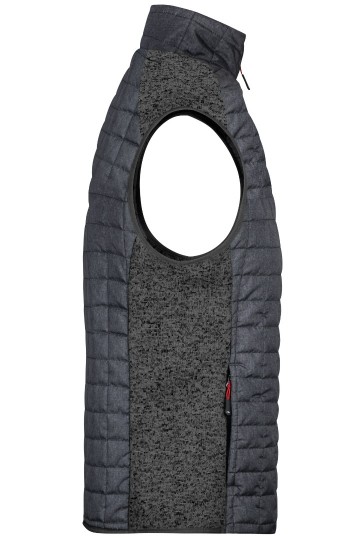 JN740 Men's Knitted Hybrid Vest grijs-melange / antraciet-melange zij