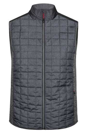 JN740 Men's Knitted Hybrid Vest grijs-melange / antraciet-melange