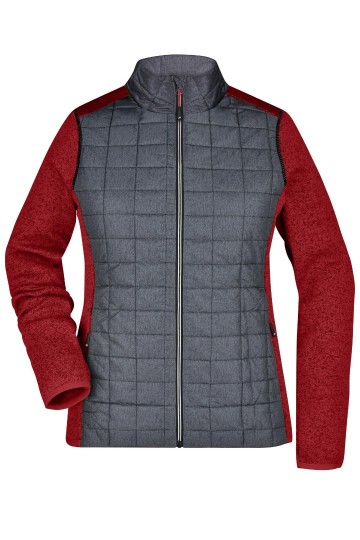 JN741 Ladies Hybrid Jacket rood gemêleerd / antraciet-melange