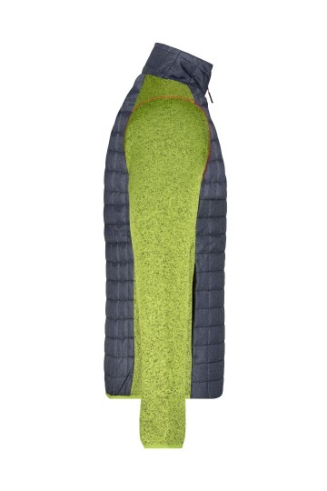 JN742 Men's Knitted Hybrid Jacket kiwi-melange / antraciet-melange zij