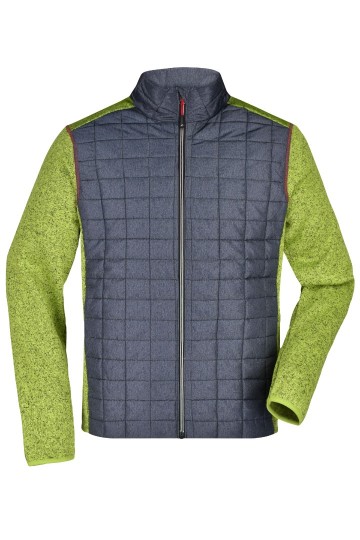 JN742 Men's Knitted Hybrid Jacket kiwi-melange / antraciet-melange