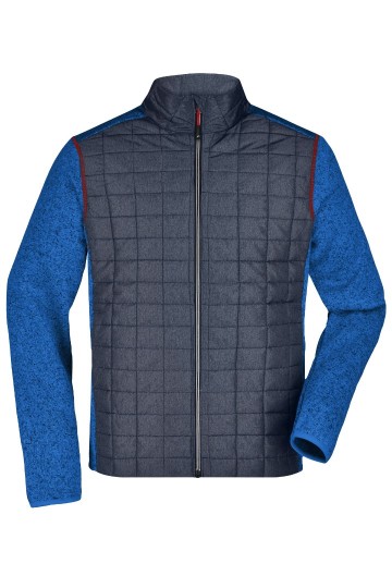 JN742 Men's Knitted Hybrid Jacket koningsblauw-melange / antraciet-melange