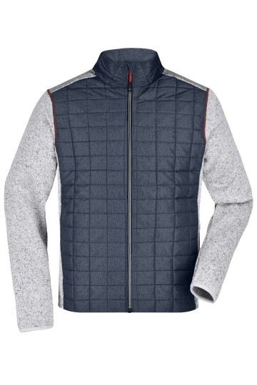 JN742 Men's Knitted Hybrid Jacket licht-melange / antraciet-melange