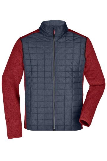 JN742 Men's Knitted Hybrid Jacket gemêleerd / antraciet-melange