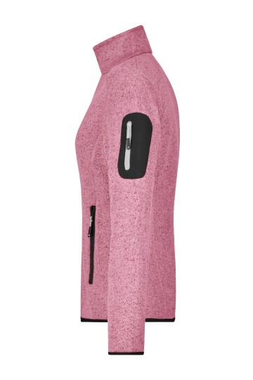 JN Ladies Knitted Fleece Jack JN761 rosemelange gebrokenwit zij