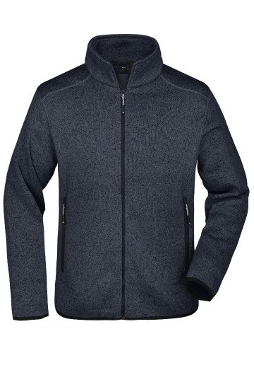 JN Men's Knitted Fleece Jack JN762 donkergrijsmelange zilver