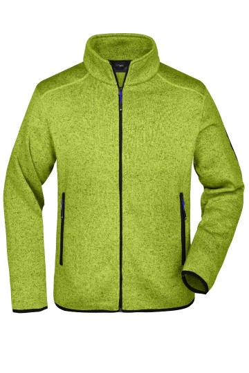 JN Men's Knitted Fleece Jack JN762 kiwimelange koningsblauw