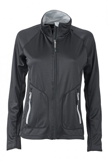 JN Ladies Stretch Fleece jacket JN763 zwart zilver