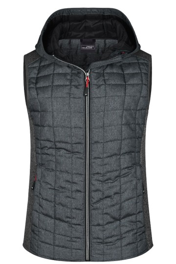 JN Ladies Knitted Hybrid Vest JN767 grijsmelange anthracitemelange