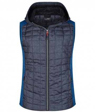 JN Ladies Knitted Hybrid Vest JN767 koningsblauwmelange anthracitemelange
