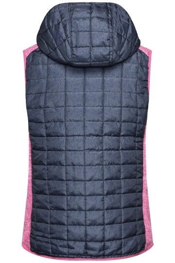 JN Ladies Knitted Hybrid Vest JN767 rose anthracitemelange achter