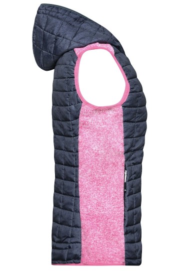 JN Ladies Knitted Hybrid Vest JN767 rose anthracitemelange zij