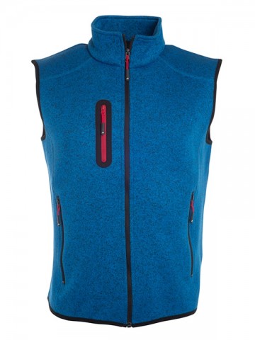 JN Men's Knitted Fleece Vest JN774 koningsblauwmelange rood