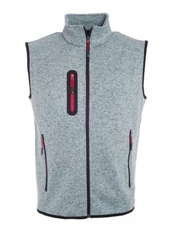 JN Men's Knitted Fleece Vest JN774 lichtgrijsmelange rood