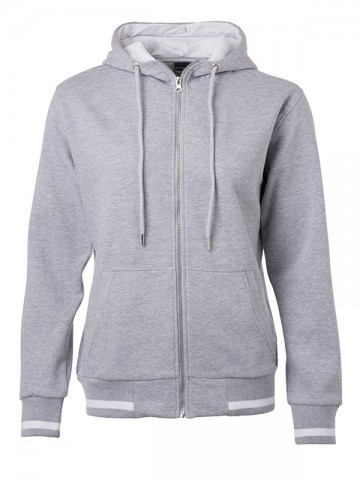JN Ladies Club Sweat jacket JN775 heathergrijs wit