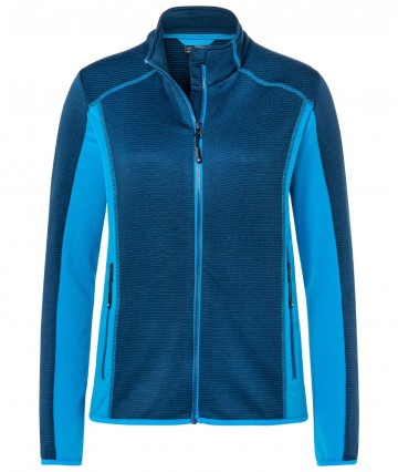 JN Ladies Structure Flee jacket JN783 marineblauw helderblauw