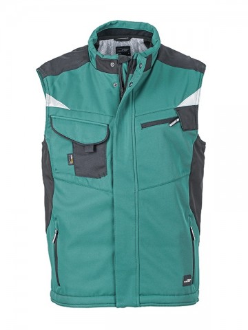JN825 Craftsman Softshell Vest donkergroen zwart
