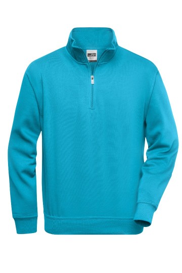 JN831 Workwear Sweater Half Zip turkoois