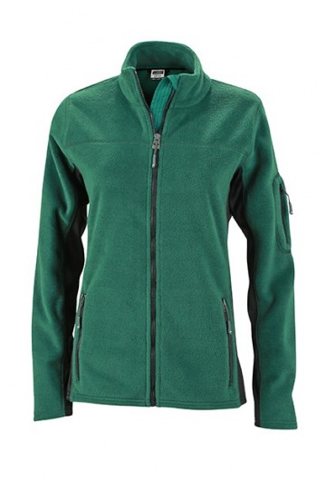 JN841 Workwear Ladies Fleece Jacket donkergroen zwart