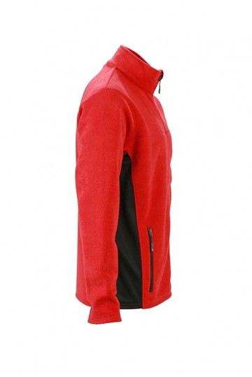 JN842 Workwear Men's Fleece Jacket rood zwart rug zij