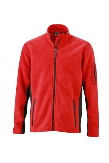 JN842 Workwear Men's Fleece Jacket rood zwart