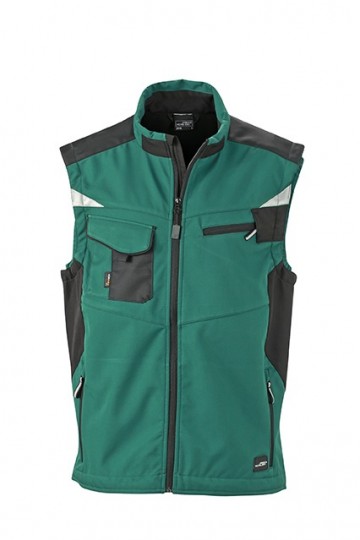 JN845 Workwear Softshell Vest donkergroen zwart