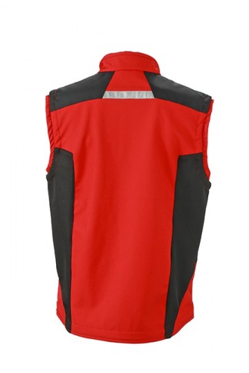 JN845 Workwear Softshell Vest rood zwart rug
