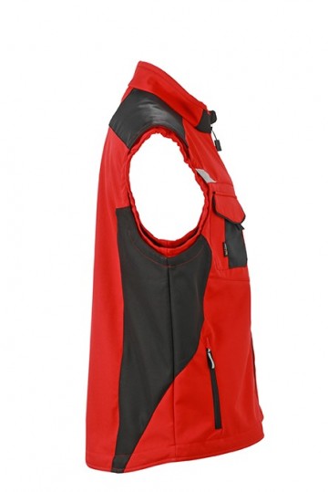 JN845 Workwear Softshell Vest rood zwart zij