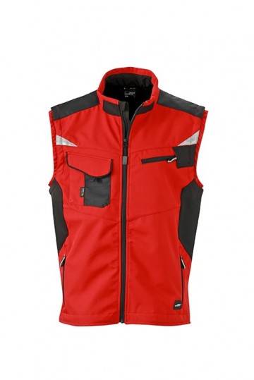 JN845 Workwear Softshell Vest rood zwart