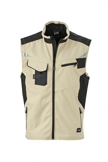 JN845 Workwear Softshell Vest steen zwart