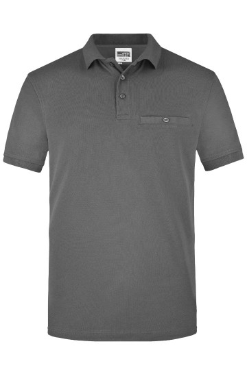 JN846 Workwear Men's Pocket Polo donkergrijs